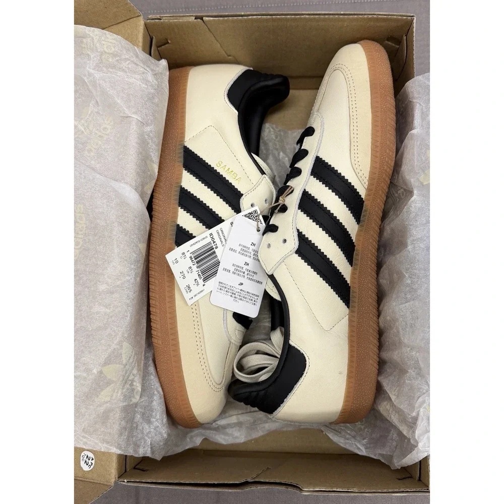 WOMENS ADIDAS SAMBA OG W_CREAM WHITE/BLACK/SAND ID0478-SIZE 10